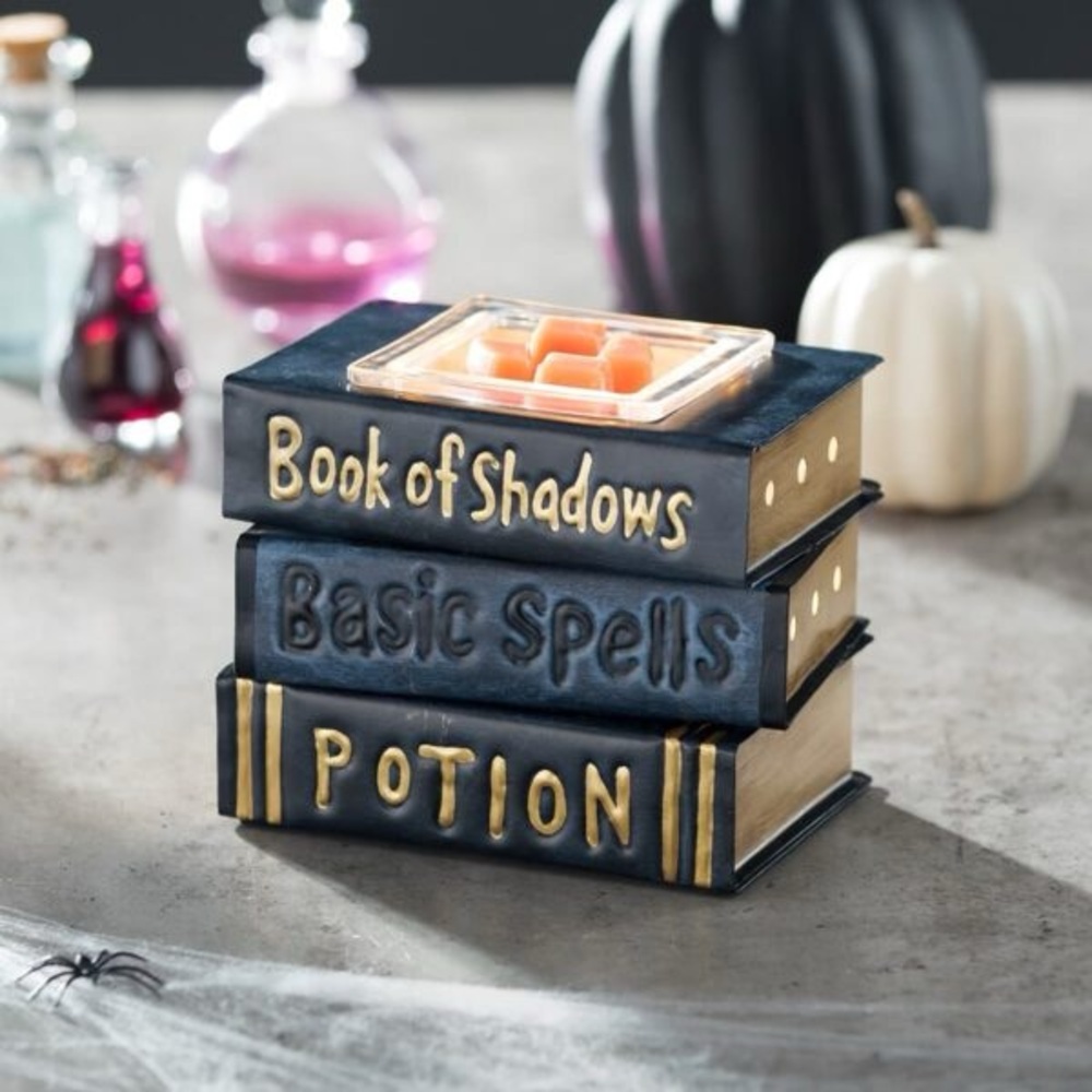 Scentsy Under My Spell Wax Warmer Stack of Potion Magic Books Halloween New